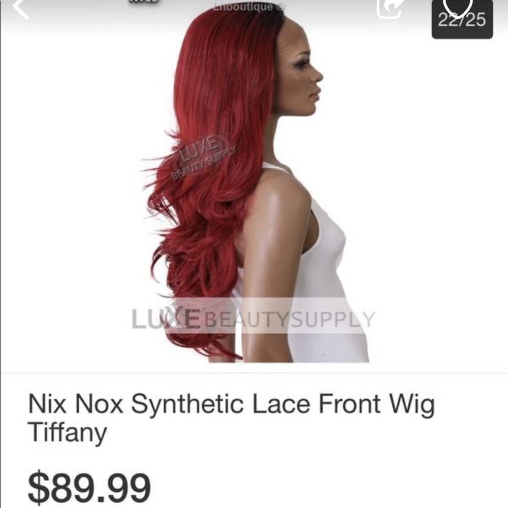 Red wig with black roots 22”
